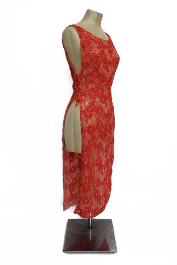 1920s pink lace and ribbon tabard dress || 20s sa… - image 4