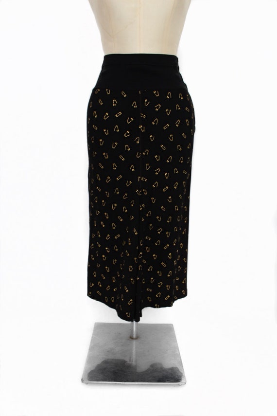 1930s safety pin print skirt || 30s black and gold