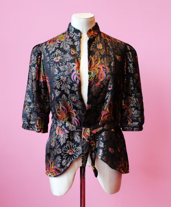 RARE 1930s lamé and satin cropped jacket || 20s 30