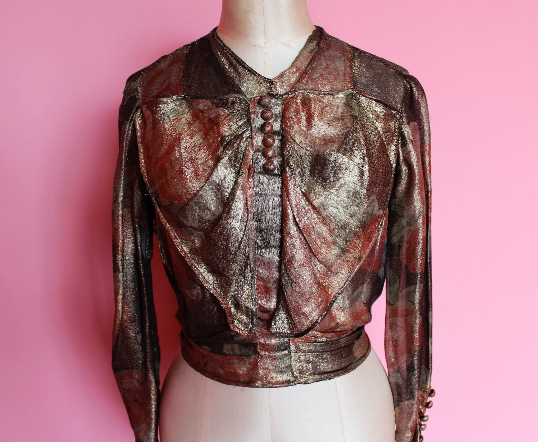1920s Lamé Blouse With Butterfly Cut and Sash Debenham & - Etsy UK