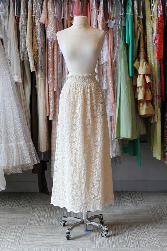 Vintage Cream Lace Maxi Skirt Gem