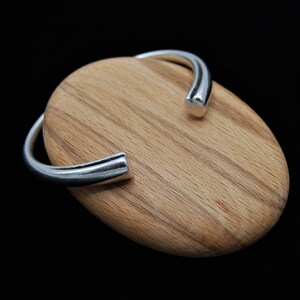 Silver Heart Cuff Bangle: Heart Style Statement Bracelet, Silver Torque Bangle, Stacking Silver Bangle, Solid Silver Bangle