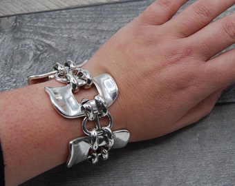 Statement Silver Bracelet, Chunky Silver Bracelet, Silver Toggle Clasp, Silver  Chunky Rolo Chain Bracelet, Solid Silver Bracelet