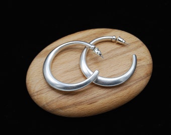 Silver Plated Large Hoop Earrings: Boho Statement Jewelry (3.5cm)