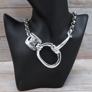Statement Silver Plated Bit Necklace, Chunky Pendant,