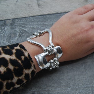 Statement Silver Bracelet, Chunky Silver Bracelet, Silver Toggle Clasp, Silver Chunky Rolo Chain Bracelet, Solid Silver Bracelet