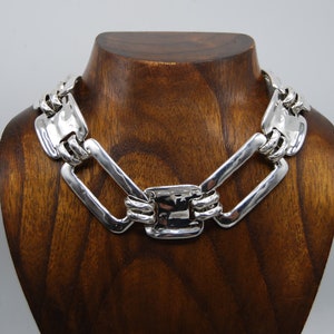Statement Silver Necklace, Silver Chunky Necklace, Gift For Her, Large Silver Link Necklace, Heavy Silver Link Necklace,