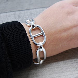 Statement Silver Link Bracelet: Chunky Stacking Jewelry
