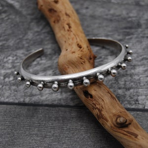 Silver Cuff Bangle, Silver Spike Bangle, Statement Silver Bangle, Silver Stacking Bangle, Gift For Her, Solid Silver Bangle, Chunky Bangle