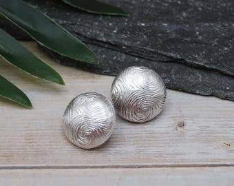 Silver Dome Stud Earrings