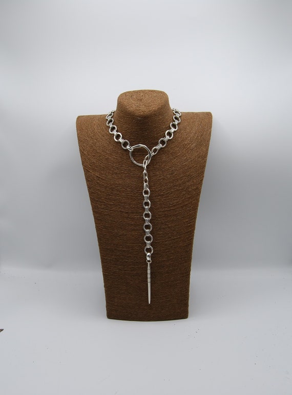 Silver Lariat Necklace Adjustable 