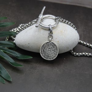 Silver Greek Coin Wrap Necklace – 100 cm Stainless Steel Box Chain image 15