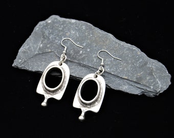Antique Silver Abstract Earrings, Silver Statement Earrings, Silver Large Earrings, Silver Dangling Earrings, Gift For Her, Big Earrings