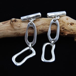 Sterling Silver Dipped Abstract Dangle Earrings: Geometric Statement Jewelry