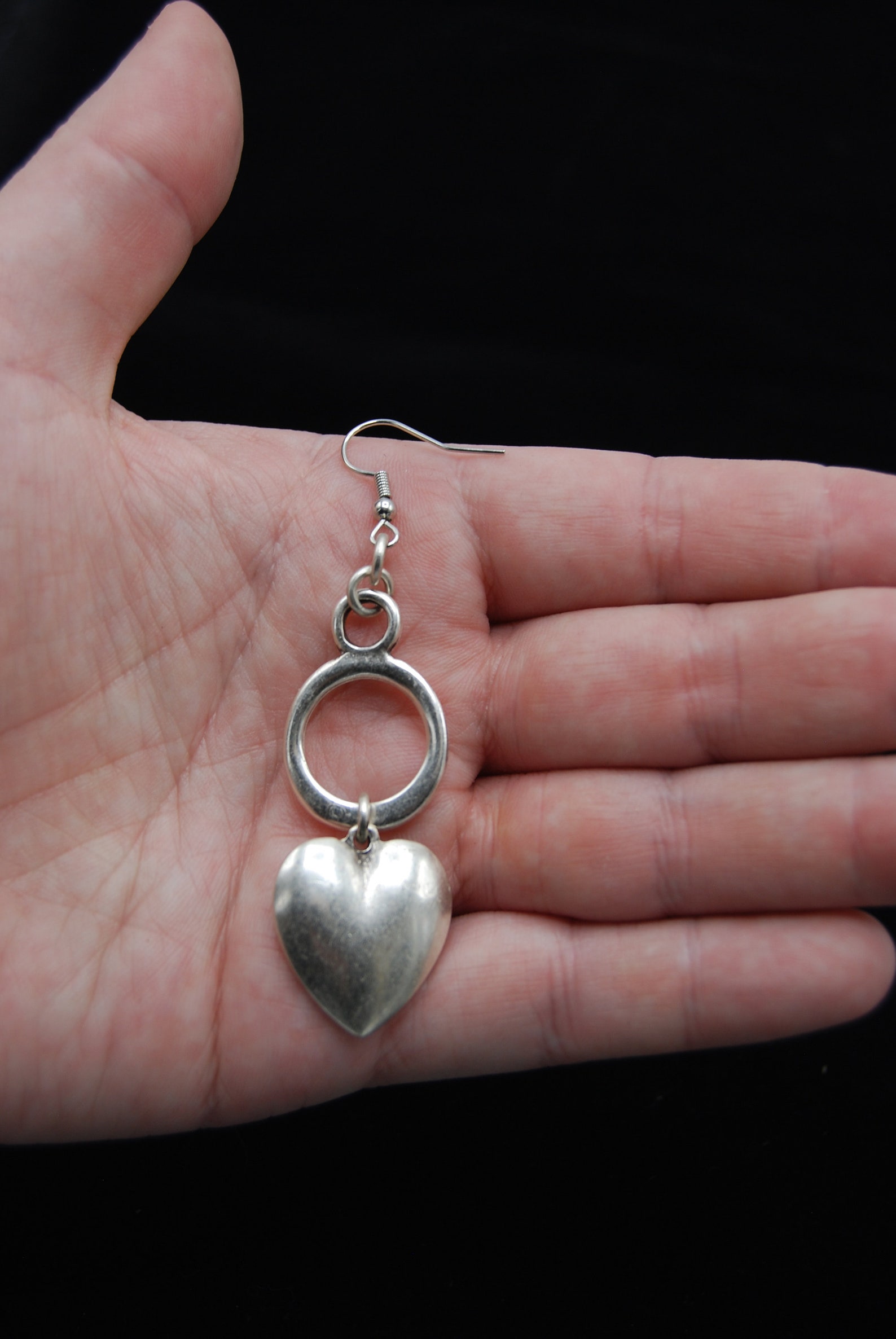 Vintage Silver Earrings with Golden Heart