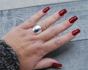 Adjustable Silver Signet Ring: Wide Band Statement Ring