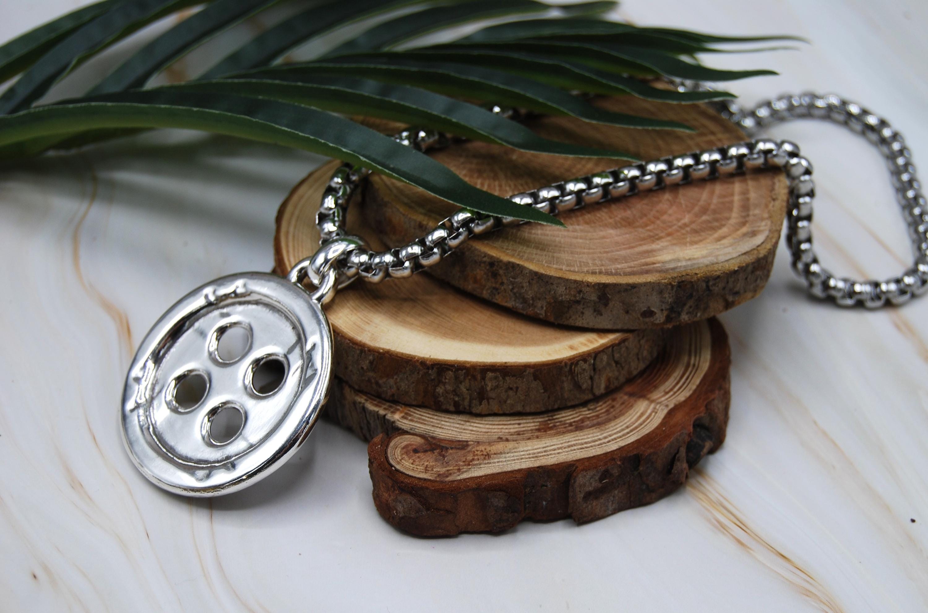 アクセサリー NEIGHBORHOOD SILVER BUTTON NECKLACE NEIGHBORHOOD Silver Button Necklace - Oxidized 925 sterling silver