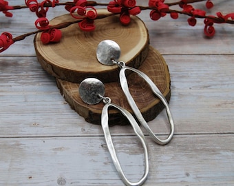 Silver Plated Drop Abstract Earrings: Statement Dangle Jewelry