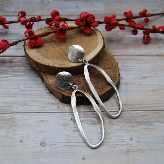 Silver Plated Drop Abstract Earrings: Statement Dangle Jewelry