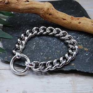 Stainless Steel Curb Chain Bracelet - Unisex O Ring Clasp