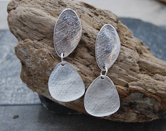 Big Silver Plated Drop Earrings, Statement