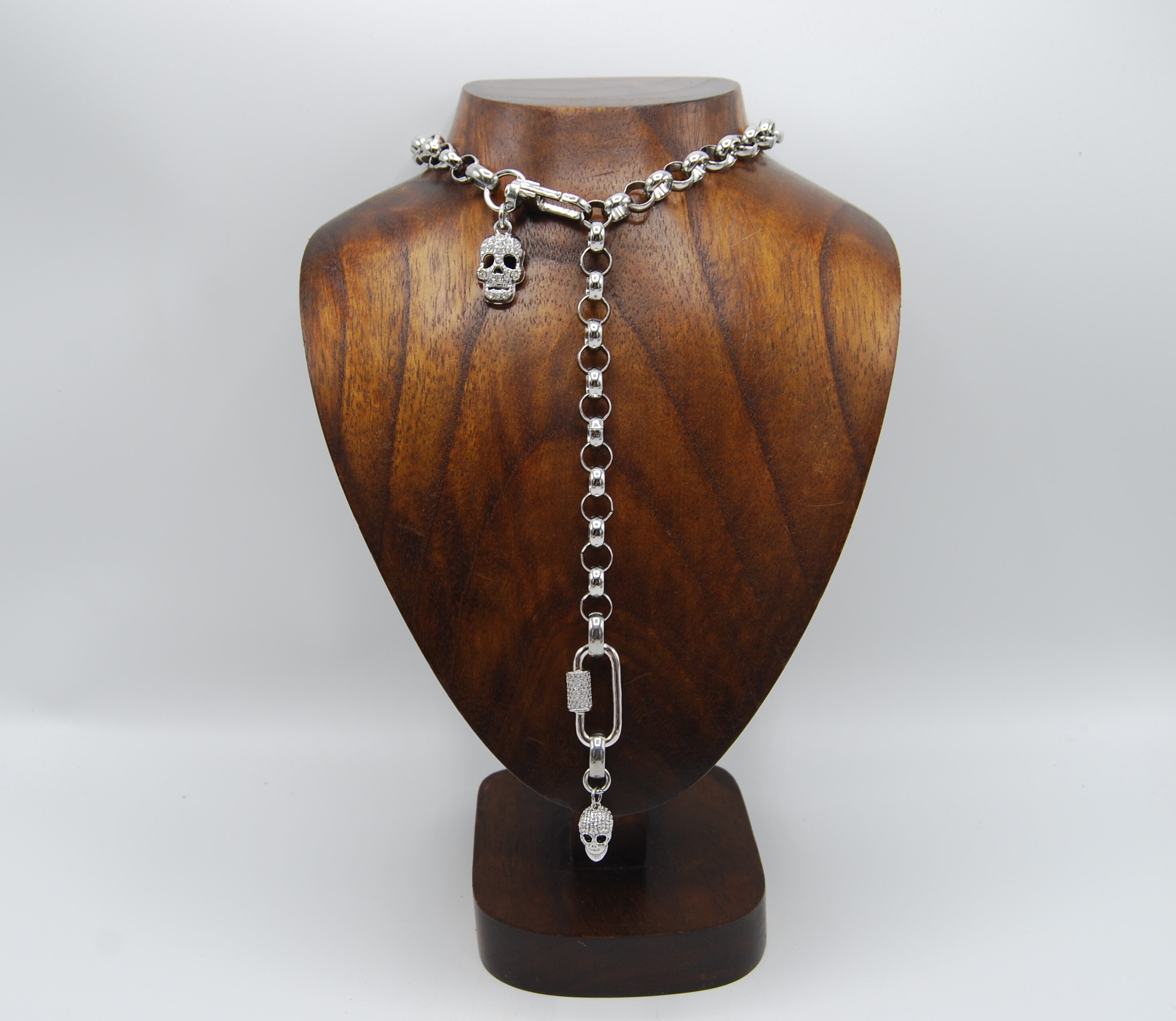 Large Rolo Chain Y Necklace Diamante 