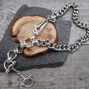 Statement Silver Necklace, Chunky Solid Stainless Steel Curb Chain, image 3