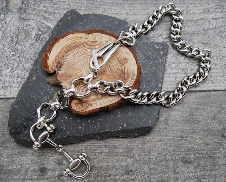 Statement Silver Necklace, Chunky Solid Stainless Steel Curb Chain, image 3