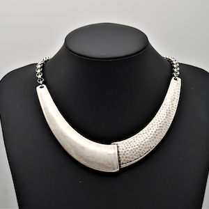 Statement Silver Necklace Silver Collar Antique Silver Choker Unique Gift Idea Silver Rolo Chain Toggle Clasp Closure UK Seller