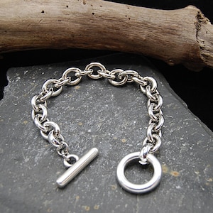 Chunky Silver Toggle Bracelet: Statement Link Chain Bangle