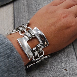 Statement Silver Bracelet, Chunky Silver Bracelet, Silver Toggle Clasp, Silver Padlock, Chunky Rolo Chain Bracelet, Solid Silver Bracelet image 8