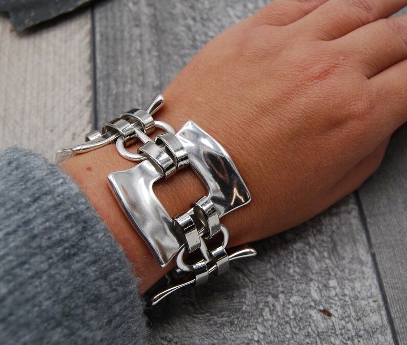 Statement Silver Bracelet, Chunky Silver Bracelet, Silver Toggle Clasp, Silver Padlock, Chunky Rolo Chain Bracelet, Solid Silver Bracelet image 8