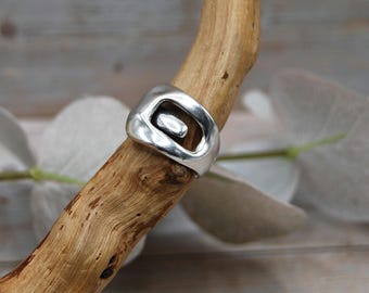 Adjustable Belt Buckle Ring: Chunky Antique Silver Plated Statement Jewelry