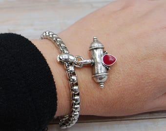 Stainless Steel Box Chain Bracelet With Magnetic Clasp
