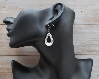 Silver Plated Oval Fishhook Earrings, Lightweight