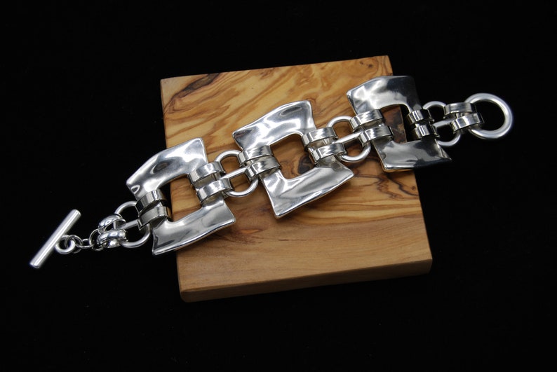 Statement Silver Bracelet, Chunky Silver Bracelet, Silver Toggle Clasp, Silver Padlock, Chunky Rolo Chain Bracelet, Solid Silver Bracelet image 2