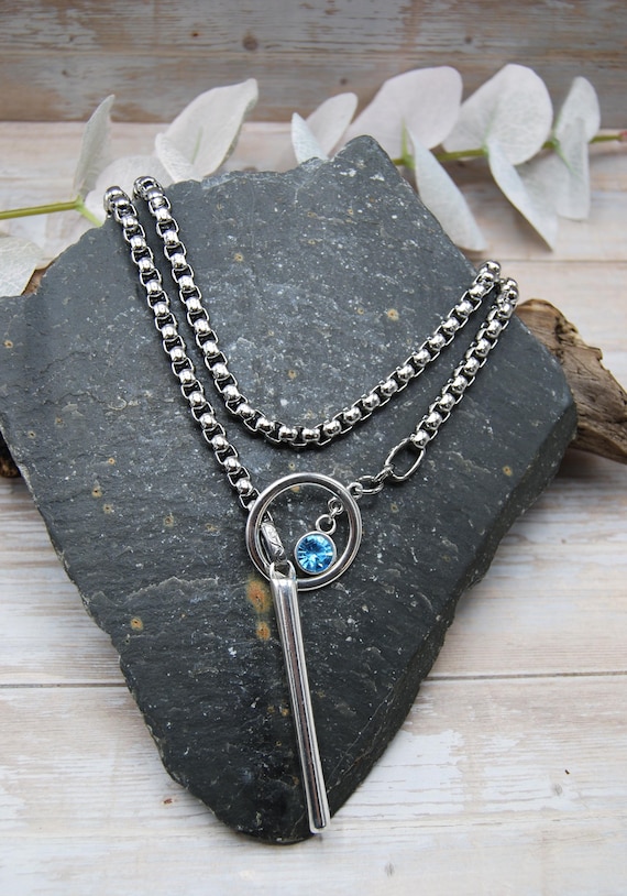 Silver Lariat Necklace: Crystal Stainless Steel Wrap, Adjustable Y