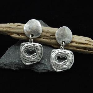Antike silberne Ohrringe, Silber Statement Ohrringe, Push Back Silber Ohrringe, Silber abstrakte Ohrringe, Boho Silber Ohrringe, Geschenk für sie