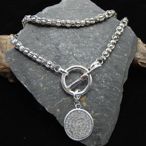 Collana avvolgente con monete greche in argento, collana in argento di dichiarazione, collana con chiusura a levetta in acciaio inossidabile, collana a strati in argento, regalo per lei immagine 7