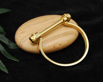 Gold Stainless Steel D-Shaped Screw Bar Bangle
