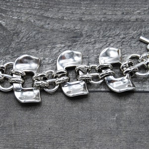 Statement Silver Bracelet, Chunky Silver Bracelet, Silver Toggle Clasp, Silver Chunky Rolo Chain Bracelet, Solid Silver Bracelet image 2