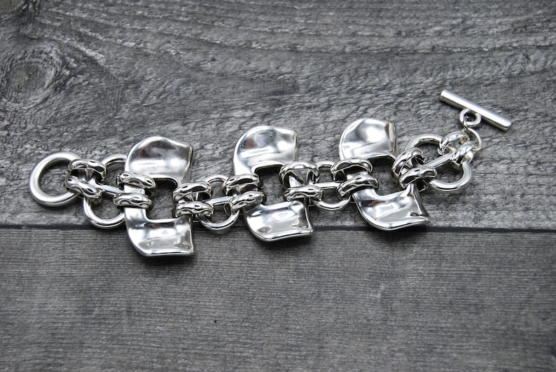 Statement Silver Bracelet, Chunky Silver Bracelet, Silver Toggle Clasp, Silver Chunky Rolo Chain Bracelet, Solid Silver Bracelet image 2