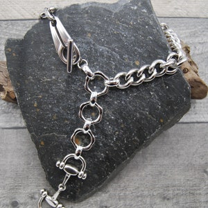 Statement Silver Necklace, Chunky Solid Stainless Steel Curb Chain, image 4