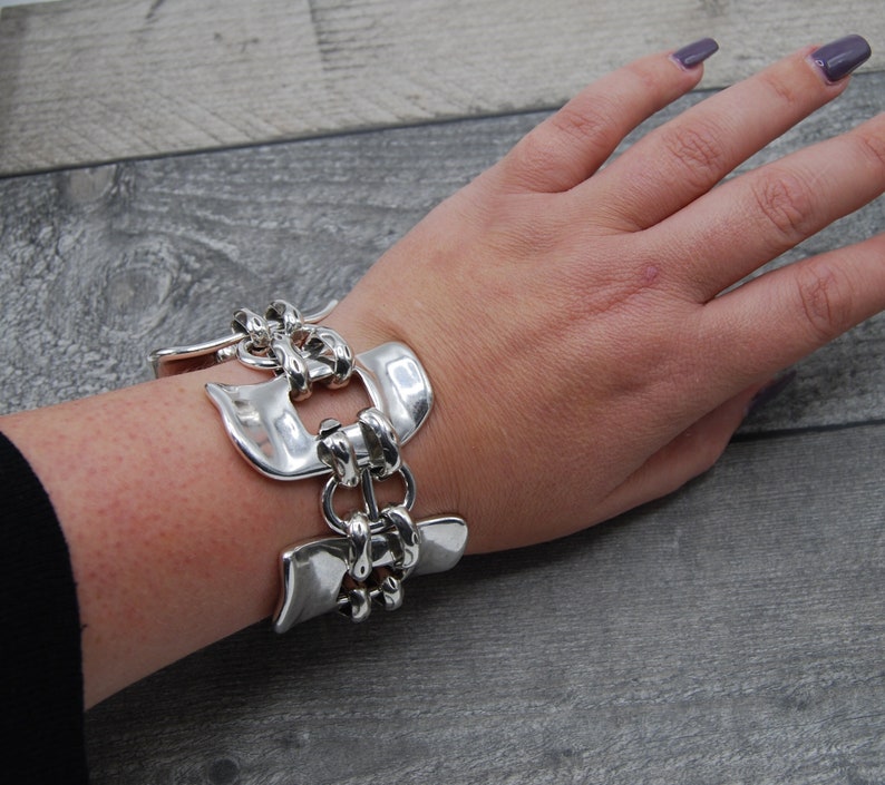 Statement Silver Bracelet, Chunky Silver Bracelet, Silver Toggle Clasp, Silver Chunky Rolo Chain Bracelet, Solid Silver Bracelet image 1