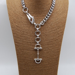 Statement Silver Necklace, Chunky Solid Stainless Steel Curb Chain, image 5