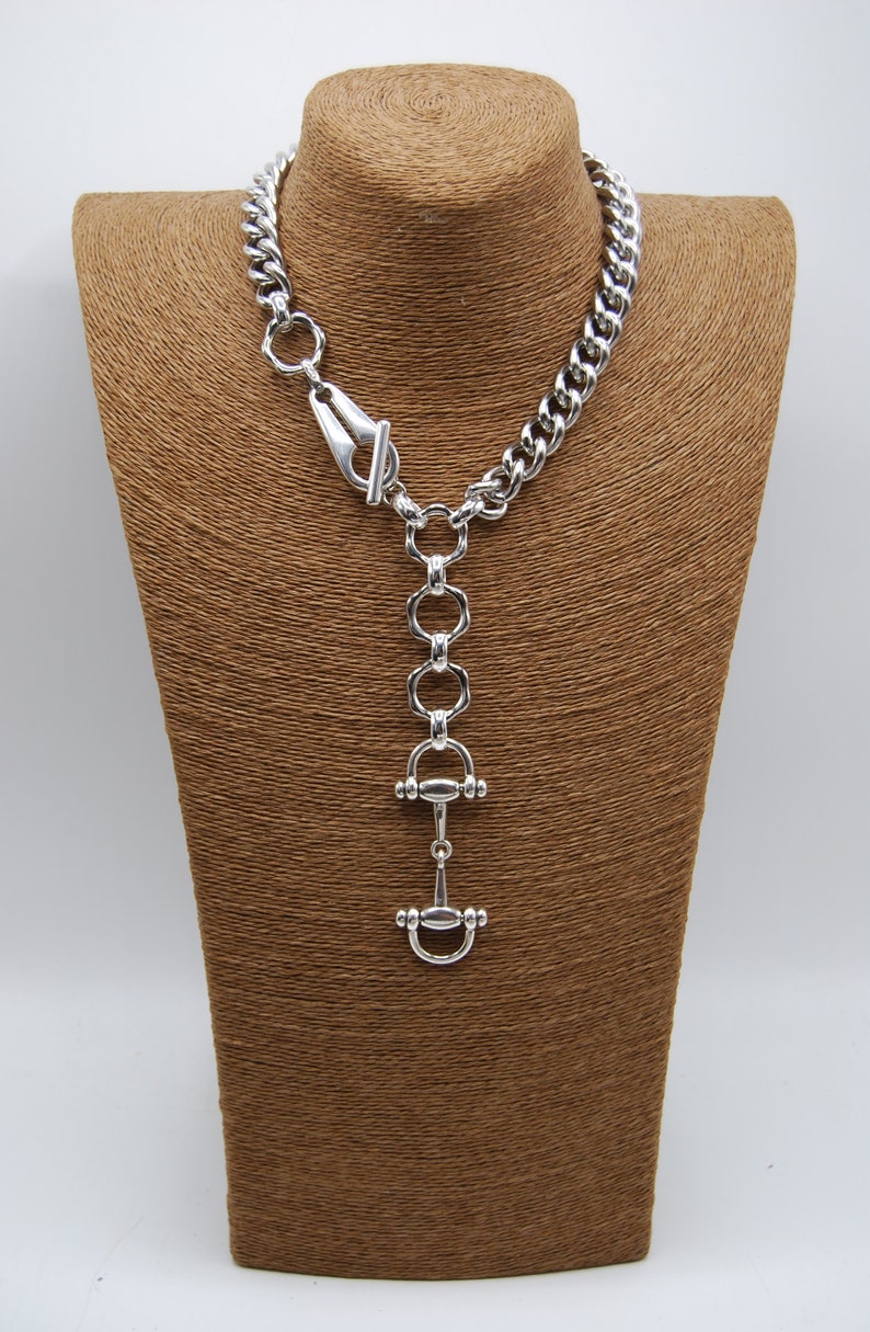 Statement Silver Necklace, Chunky Solid Stainless Steel Curb Chain, image 5