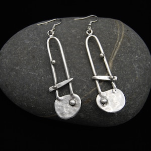 Silver Abstract Drop Earrings: Boho Statement Jewelry, Big Silver Earrings, Chunky Earrings, Abstract Earrings, Gift For Her, On Sale