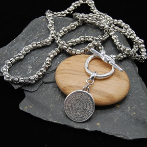 Collana avvolgente con monete greche in argento, collana in argento di dichiarazione, collana con chiusura a levetta in acciaio inossidabile, collana a strati in argento, regalo per lei immagine 8