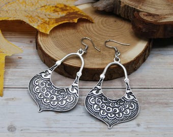 Antique Silver Statement Earrings – Boho Artisan Drop Earrings