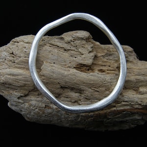 Silver Plated Solid  Irregular Bangle: Hammered Boho Stacking Bracelet